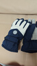 目丸保暖手套男女户外冬天骑行防寒风加绒厚触屏女防水冬季棉滑雪手套 5#雪花圆标藏青色（拼色男款） 实拍图