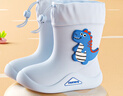 牧萌儿童雨鞋男童女童防水立体宝宝防滑耐磨卡通雨靴 浅蓝恐龙 19码 实拍图