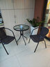 紫叶户外阳台桌椅三件套铁艺桌椅藤椅茶几三件套组合室外休闲桌椅 2椅+D60玻璃茶几无孔 实拍图