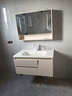 姿莱迪智能浴室柜陶瓷一体盆洗脸盆柜卫生间卫浴洗漱台简约洗手盆柜组合 奶茶白80cm智能半镜+陶瓷一体盆 实拍图