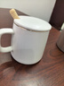 传旗陶瓷马克杯带勺盖咖啡杯牛奶杯早餐杯办公杯男女茶杯描金白400ml 实拍图