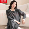红豆居家睡衣女士家居服秋冬双面加厚奥立绒青年潮流羊毛撞色居家服套装 JBJ700 鲸鱼灰 175/96A  实拍图