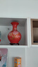 悦灵美 景德镇陶瓷花瓶摆件中式家居酒柜装饰品客厅书房博古架瓷器插花 中国红牡丹赏瓶+木底座 实拍图