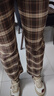 事思阔腿毛呢裤秋冬季新款直筒裤休闲百搭女裤潮流小个子格子裤子 卡其色格子毛呢 2XL 晒单实拍图
