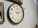 康巴丝（Compas）挂钟客厅静音现代简约家用新款石英钟表挂墙时钟 1589 曜石黑35cm 实拍图