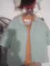 衣典零一（LEDIALYI）2025夏季女装新款休闲洋气中年短袖棉麻衬衫女夏天短款薄衬衣上衣 绿色 XL （推荐125-135斤） 实拍图