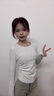 柯兰娜纯棉春秋冬修身收腰t恤女长袖显瘦短款小个子圆领内搭打底衫上衣 花灰色长袖 L 【建议106-120斤】 实拍图