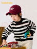 巴拉巴拉童装男童毛衣女童加绒针织衫秋冬条纹半高领毛衫 黑白色调00491 120 cm 实拍图