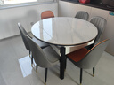 晨巢 岩板餐桌 实木餐桌椅组合现代简约可伸缩折叠吃饭桌子餐厅家具 电磁炉款双轨餐桌-111皮椅款 1.2米一桌六椅-12MM岩板厚度 实拍图