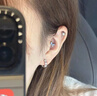 DAISY DREAM医用钛钢蝴蝶耳钉女精致超闪锆石钛合金耳环高级养耳洞冷淡风耳饰 (单只）A款粉色蝴蝶耳钉 实拍图