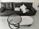 森生林岩板茶几客厅小户型简约轻奢椭圆形可伸缩茶桌 C14-1黑架白箱 雪山白+黑玻 120cm椭圆茶几+80cm小圆边几 实拍图