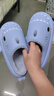 LATE TIME儿童棉拖鞋秋冬女童室内静音防水防滑棉拖鞋家居亲子宝宝鲨鱼棉鞋 雾霾蓝 内长22cm 【220】适合34-35码脚穿 实拍图