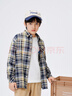 巴拉巴拉童装男童衬衫长袖中大童格子印花衬衣秋冬加绒上衣潮 卡黑色调00459 170cm 实拍图
