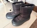 骆驼（CAMEL）雪地靴女简约厚底束带秋冬中筒保暖靴 L23W577074 黑色 38 实拍图