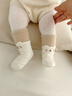 爱宝适婴儿袜子秋冬宝宝学步袜加厚珊瑚绒中筒地板袜粉白熊3双装M码T265 实拍图