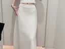 优衣库罗纹针织喇叭裙女装478325 01 乳白色 M /160/68A 实拍图