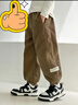 左西男童加绒裤子休闲裤2025新款儿童一体绒灯芯绒长裤潮 卡其色 150 实拍图