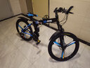 Jeep吉普Jeep儿童自行车小孩便携折叠变速山地车单车6-10岁-战神mini 战神mini-黑蓝色-一体轮 24寸24速（1.55m-1.75m） 实拍图
