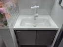 欧派陶瓷一体盆浴室柜组合现代简约卫生间洗脸盆柜洗漱台洗手台面盆柜 轻奢灰 智能单镜款80CM 实拍图
