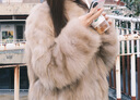 MSBEAST野兽小姐 saga皇冠狐狸毛 莼工晕染立领廓形皮草外套女丨朦胧妙想 晕染月光棕 M 实拍图