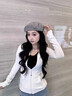 昙蓓漫毛呢贝雷帽女秋冬季蝴蝶结新款时尚洋气复古风画家帽子百搭显脸小 秋冬贝雷帽【灰色】蝴蝶结可拆卸 均码 【适合55-57cm】 实拍图