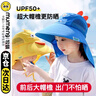 牧萌儿童防晒帽男女童防紫外线遮阳帽户外空顶渔夫帽 立体湖蓝鲨鱼 实拍图