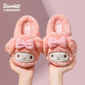 猪爸爸儿童棉拖鞋女童家居室内保暖防滑软底三丽鸥卡通中童毛毛拖鞋粉20 实拍图
