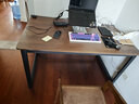 馨美凯电脑桌台式家用简易书桌办公桌简约现代工作台租房卧室学习写字桌 【单桌1.6cm厚桌面】黑架+深胡桃 长140cm*宽80cm*高74cm 实拍图