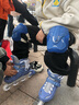 欧欧轮滑鞋儿童溜冰鞋男女童初学套装中小学滑轮滑冰旱冰鞋成人直排轮 蓝-八轮全闪+头盔护具+铝合金支架 L (适合12岁-成人)平时鞋码37-41 实拍图