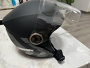 野马（YEMA）摩托车头盔男女士电动车3C认证大码半盔冬季保暖防雾电瓶车安全帽 均码-亚黑连弩 透明镜片+防雾贴片 实拍图