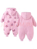 迷你巴拉（minibala）婴儿连体衣棉服外出幼儿衣服保暖双面绒两面穿外套冬新款 紫色调00377 73cm 实拍图