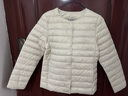 鸭鸭（YAYA）佟丽娅同款轻薄羽绒服女新款冬季短款圆领内胆修身时尚薄外套男 米白色【女款无领】 S 【建议80-90斤】 实拍图