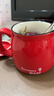 贝瑟斯马克杯陶瓷杯带盖带勺办公家用杯子 简约光滑水杯 经典咖啡杯红色 实拍图
