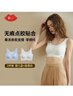 氧心（YANGXIN）果冻胶无尺码背心式睡眠文胸女士内衣女轻薄无痕无钢圈聚拢胸罩 婴儿蓝+极简白（背心款） 均码 （A-C/90-140斤） 实拍图