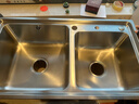 欧琳（OULIN）水槽双槽304不锈钢洗菜盆洗碗池台盆 加厚厨房大双槽+抽拉龙头 实拍图