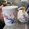 盛天下景德镇陶瓷茶杯带盖骨瓷杯青花水杯办公杯礼品杯会议杯子定制 红梅 500ML 实拍图