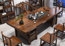 赣荣实木原木大板茶桌椅组合一桌五椅新中式简约茶几办公室家用泡茶台 抽屉款石盘大板1围椅4月牙椅 1.6米新中式四抽屉款 实拍图