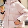 森马（Semir）90绒羽绒服女短款小宽松连帽高蓬面包服冬防泼水防风立领外套百搭 【显瘦小A廓形】橡皮粉（白鸭绒）61214 L 【宽松版，建议拍小一码】 实拍图