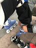 欧欧轮滑鞋儿童溜冰鞋男女童初学套装中小学滑轮滑冰旱冰鞋成人直排轮 蓝-八轮全闪+头盔护具+铝合金支架 L (适合12岁-成人)平时鞋码37-41 实拍图