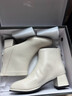 达芙妮官方真皮马丁靴女加绒2025秋冬新款法式粗跟短靴女气质瘦瘦靴子女 米白色【真皮系列】 37 实拍图