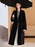 三彩【100绵羊毛】2025冬季新款长款双面呢大衣翻领宽松M 经典黑 S 155/80A 实拍图