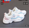 特步（XTEP）女鞋春季皮面防水跑步鞋2026新款冬休闲老爹鞋轻便旅游运动鞋子女 帆白/清透蓝/浅粉色 37 实拍图