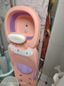 世纪宝贝（babyhood）儿童洗头躺椅 折叠宝宝洗澡神器可坐躺家用洗发床PVC软垫 少女粉 实拍图