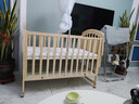 优乐博（ULOP）婴儿床实木拼接床多功能可移动升降宝宝小床带护栏新生儿哄睡摇篮 大床+床围软包+尿布台+椰棕床垫+蚊帐 哄睡神器婴儿摇摇床 实拍图