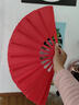 佳茉手工制作diy红色竹骨塑料骨响扇武术表演扇太极扇功夫扇子双面扇儿童舞蹈扇子升级加厚）8寸红素面 实拍图