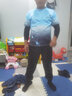 摘星少年衣服男【冰丝套装】2024夏季男士潮牌宽松冰丝短袖套装渐变色T恤 CH225蓝色套装【上衣+长裤】秀 3XL 145-155斤 实拍图
