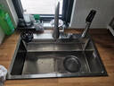 奈田（NTNO）厨房水槽大单槽洗菜盆一体盆304不锈钢加厚5.0压纹耐磨集渣洗碗槽 雅银集渣大单槽+三挡抽拉龙头 75*46cm【台控下水-加厚5.0】 实拍图