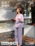 浪莎【100%棉】女士睡衣女秋季舒适简约格子短袖长裤家居服套装可外穿 实拍图