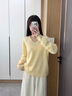 香影【绵羊毛+山羊绒】黄色v领毛衣女2025冬季新款慵懒风针织上衣 黄色 S 实拍图