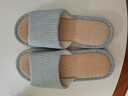 亚麻拖鞋男夏季简约居家棉麻布艺透气吸汗四季防滑室内软底凉拖女 天蓝 40-41 【适合39-40码】 实拍图